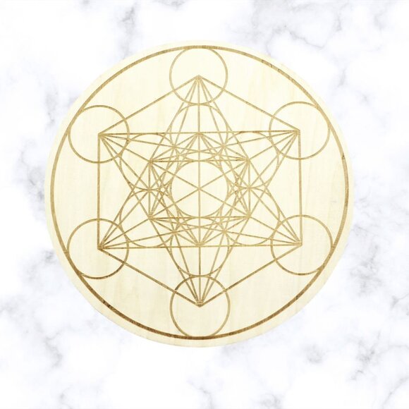 Sacred Geometry Metatron's Cube Wooden Crystal Grid 12 Inches Diameter - Picture 1 of 3